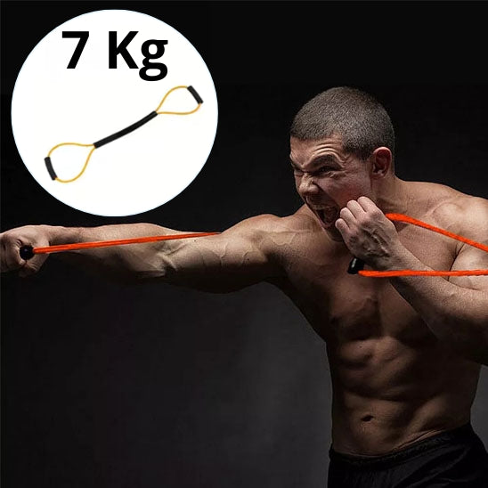 Homme qui s'entraine avec elastique musculation 7 kg